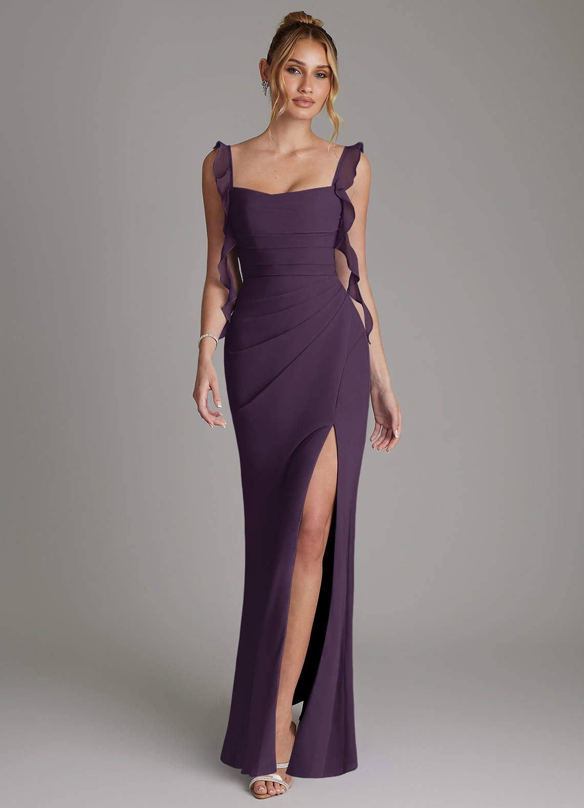 Jessamine Mermaid Sweetheart Chiffon Bridesmaid Dress in Plum
