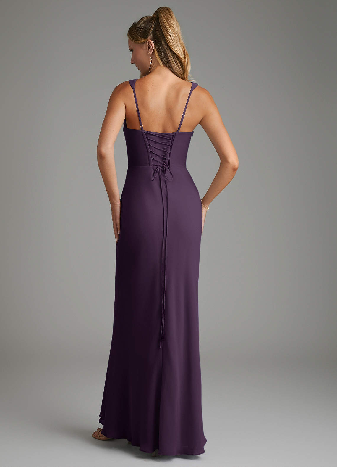 Asa Sheath Square-Neck Chiffon Bridesmaid Dress in Plum