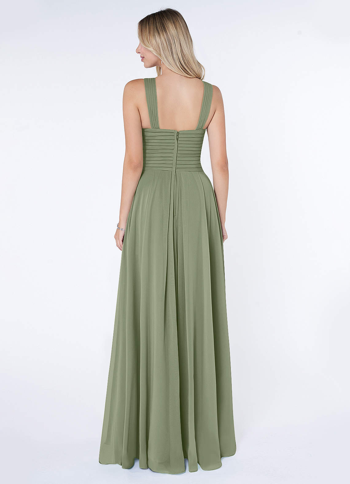 Kaleigh A-Line Halter Chiffon Bridesmaid Dress in Pistachio