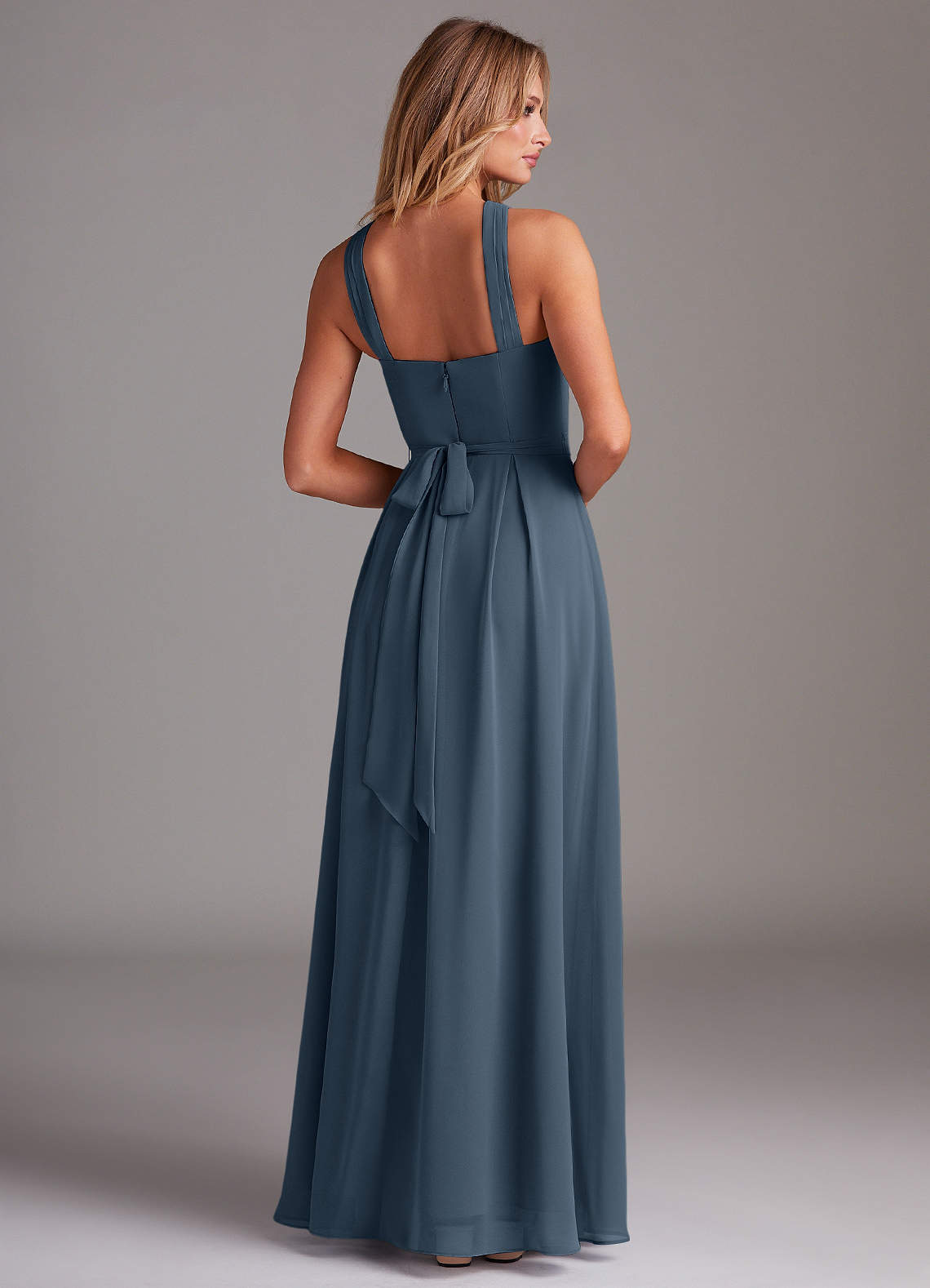 Dixie A-Line Halter Chiffon Bridesmaid Dress in Neptune