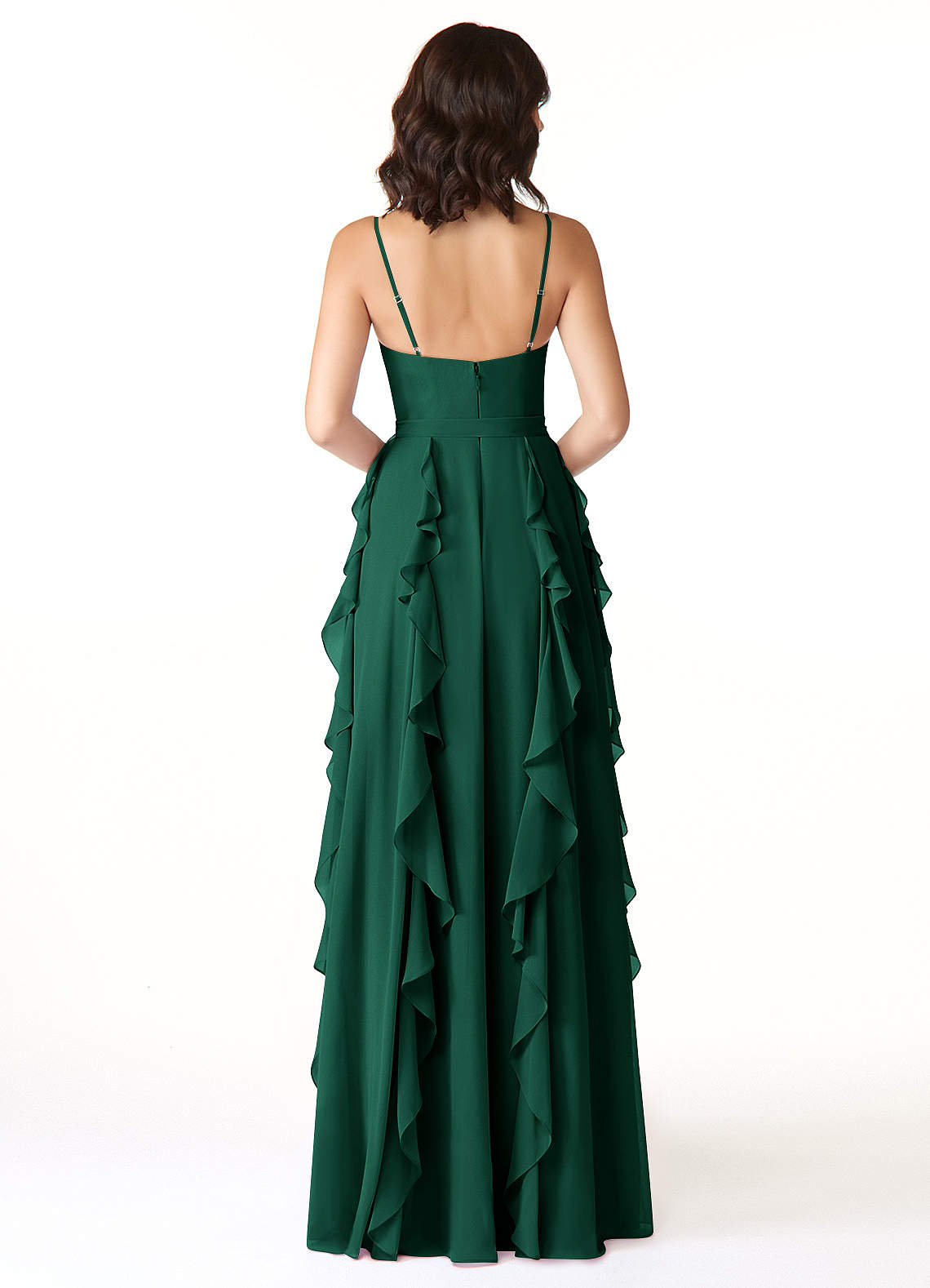 Peyton A-Line V-Neck Chiffon Bridesmaid Dress in Emerald