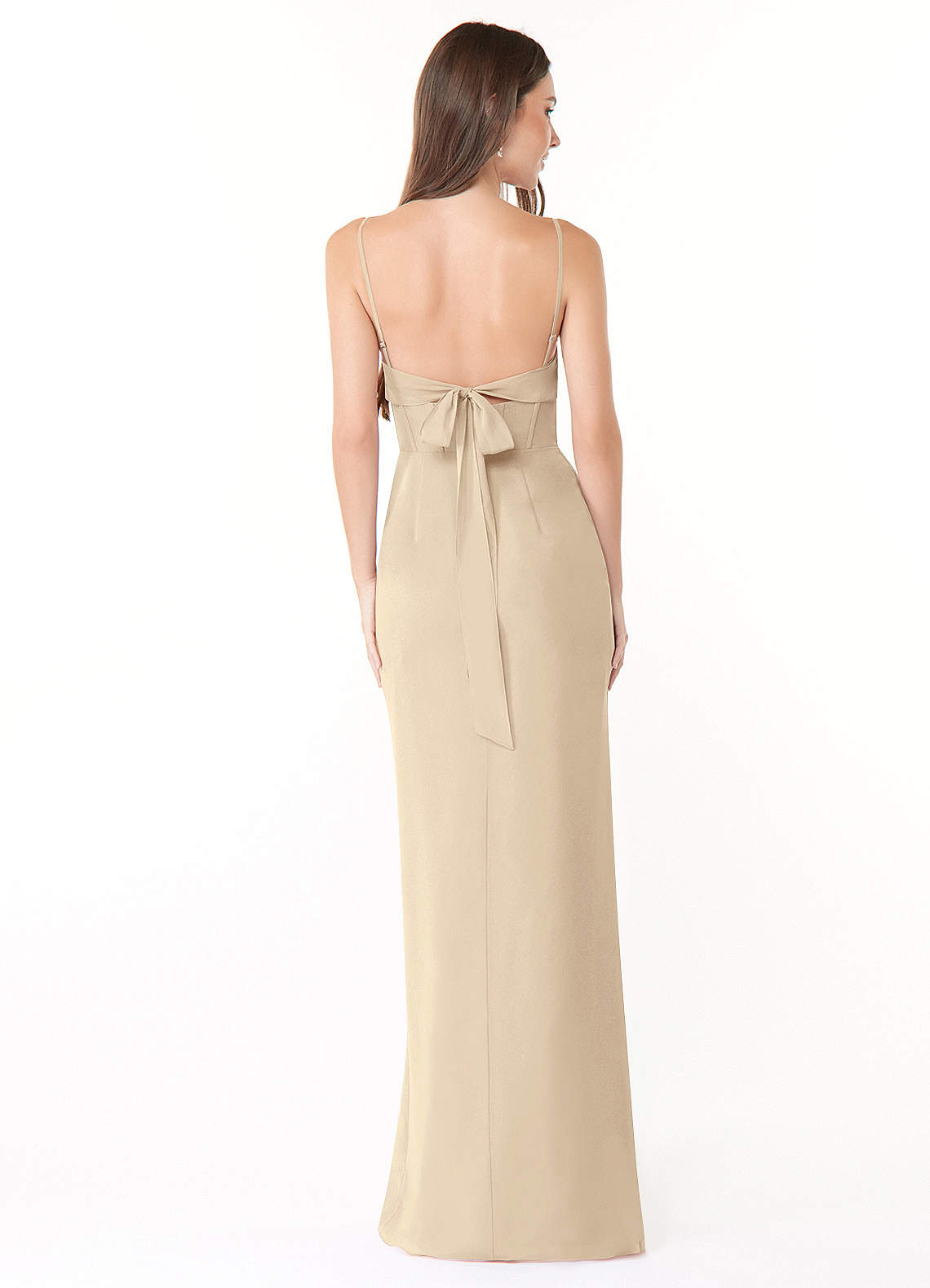 Mai Sheath Cowl-Neck Chiffon Bridesmaid Dress in Champagne