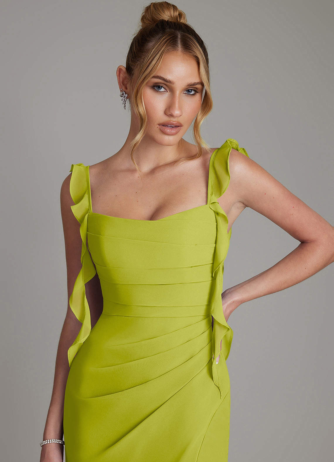 Jessamine Mermaid Sweetheart Chiffon Bridesmaid Dress in Lemongrass