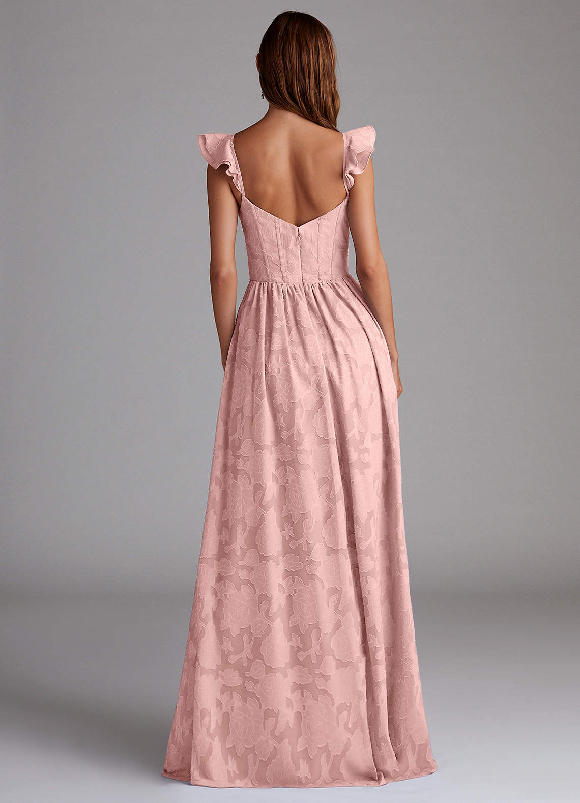 Denisse A-Line Sweetheart Floral Burnout Bridesmaid Dress in Powder Pink