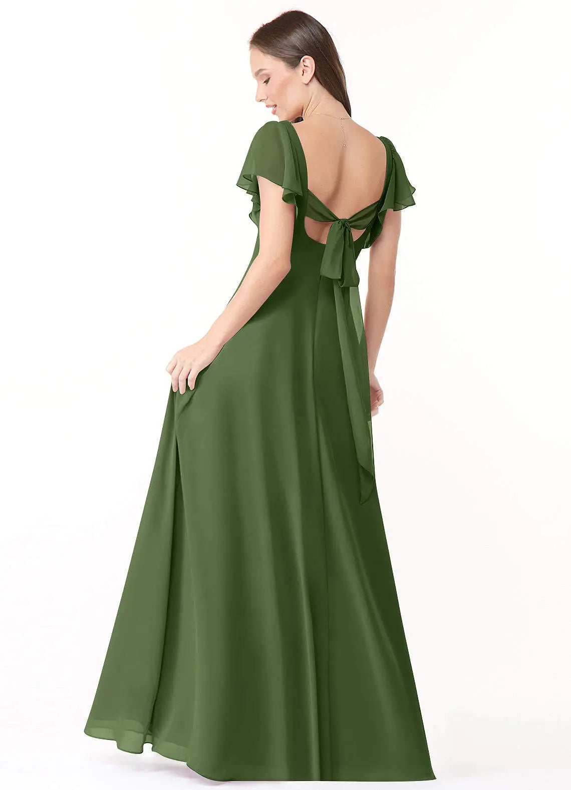 Syenna A-Line V-Neck Chiffon Bridesmaid Dress in Olive