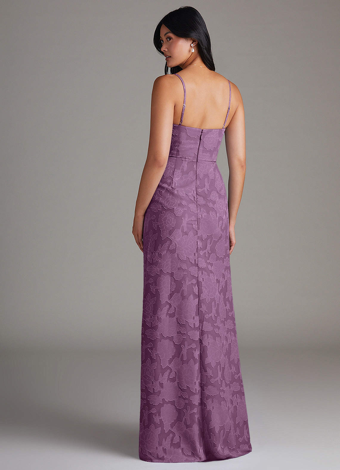 Maci Sheath V-Neck Floral Burnout Bridesmaid Dress in Wisteria