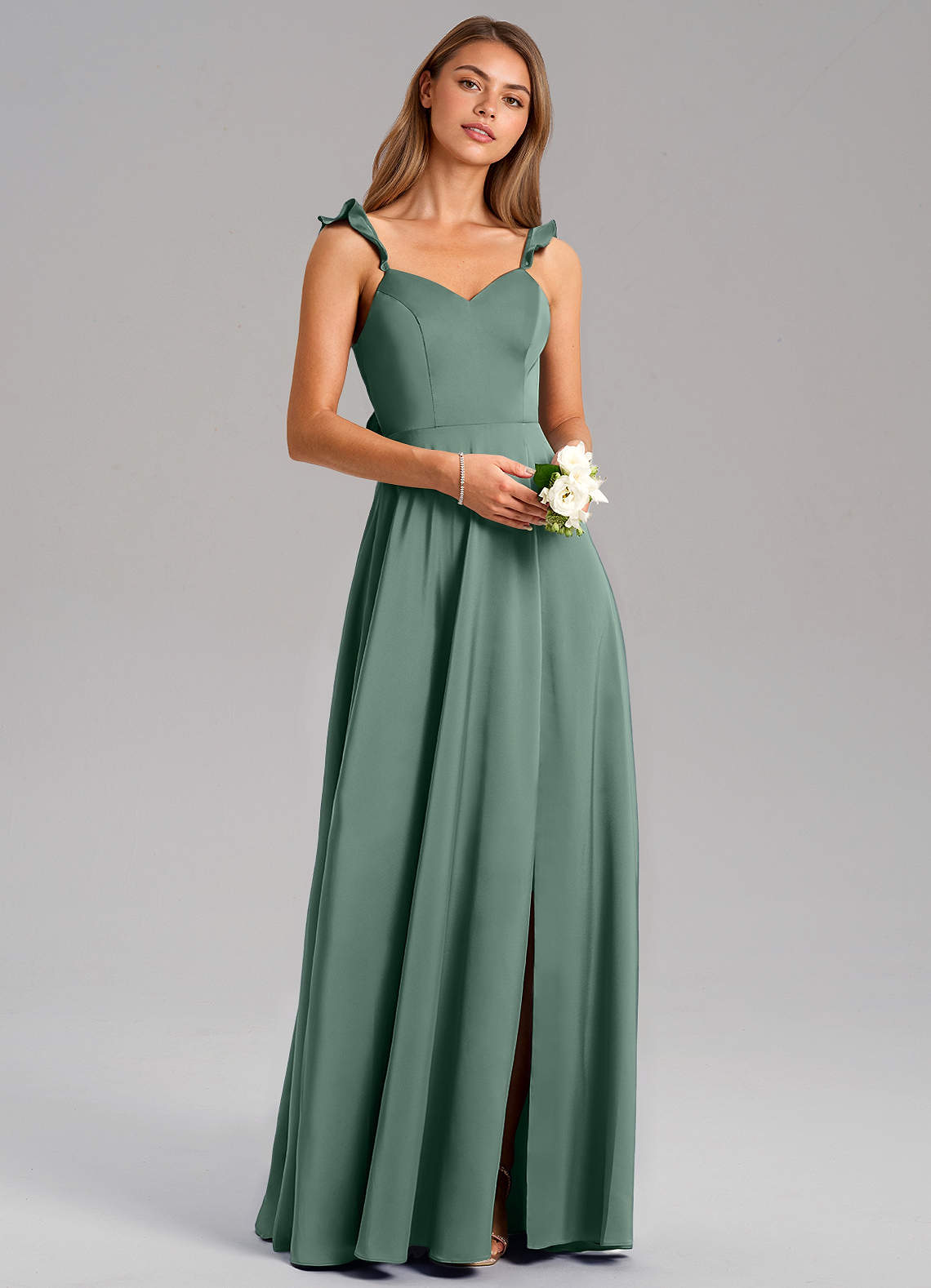 Everett A-Line V-Neck Chiffon Bridesmaid Dress in Eucalyptus