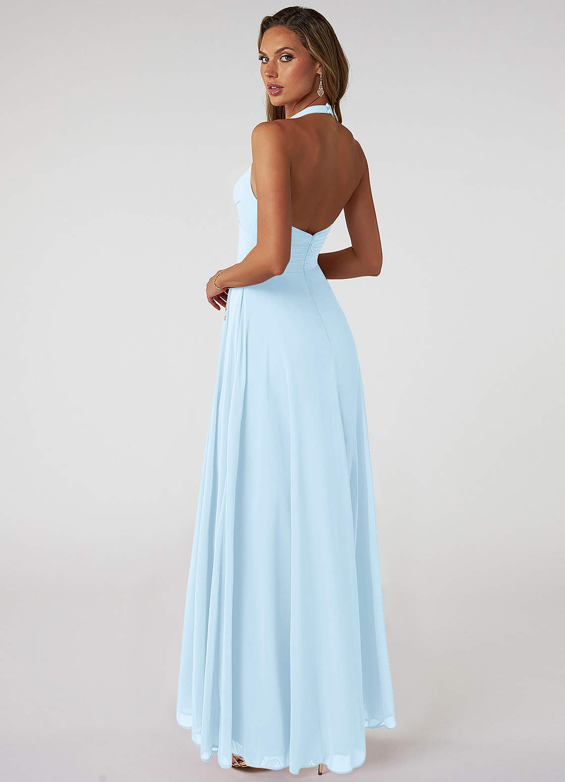 Tessie A-Line V-Neck Chiffon Bridesmaid Dress in Sky Blue