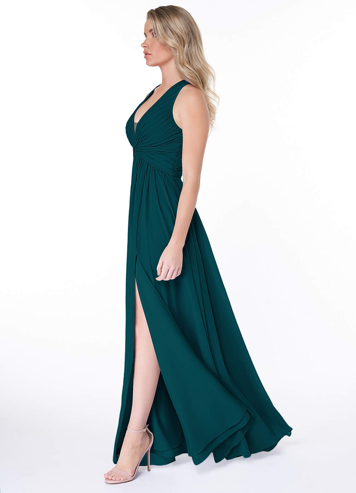Jaclyn A-Line Halter Chiffon Bridesmaid Dress in Pine