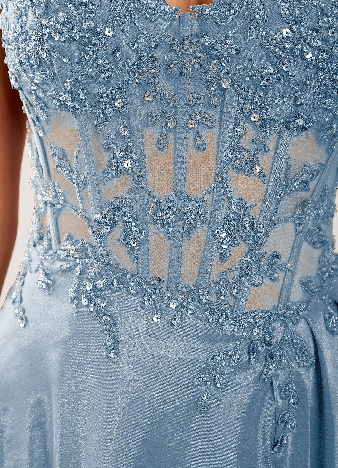 Isoldemark A-Line Sweetheart Satin Evening Dress in Sky Blue