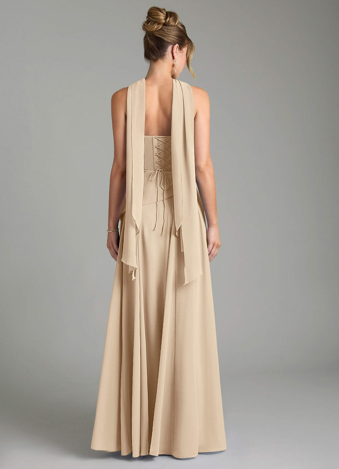 Gabriela A-Line Cowl-Neck Chiffon Bridesmaid Dress in Champagne