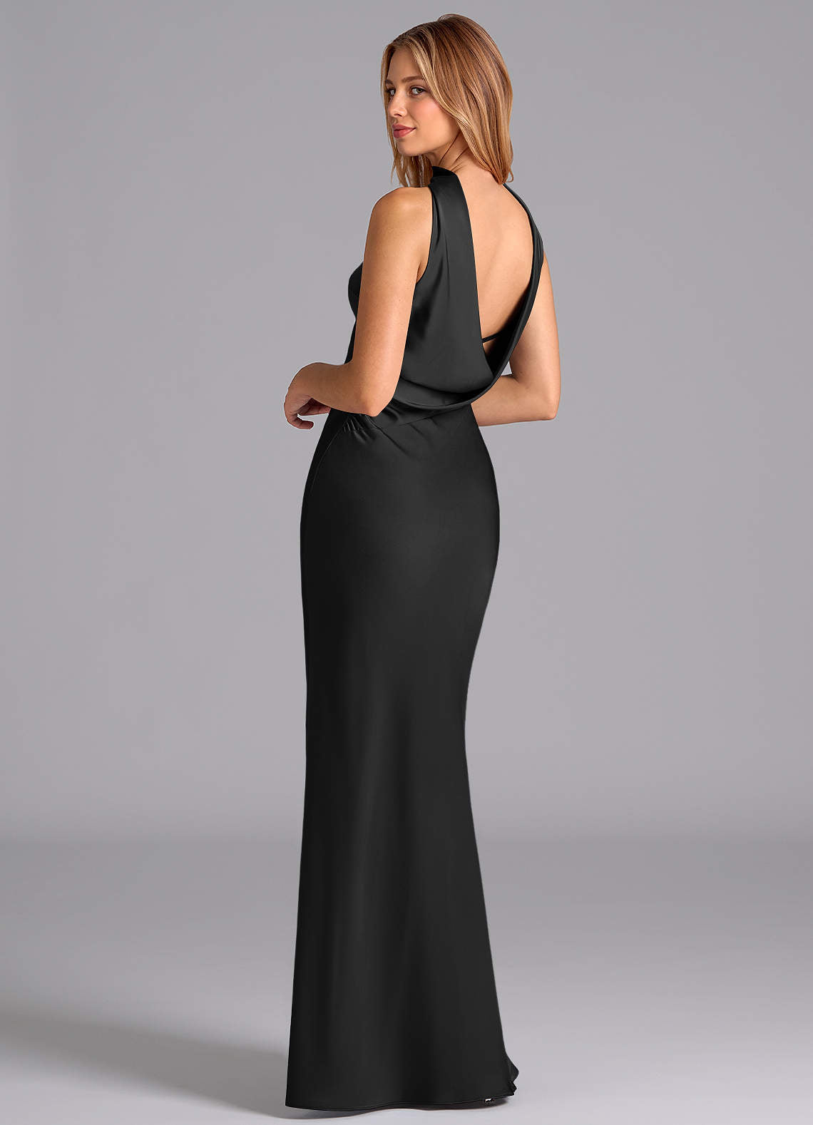 Lusinda Mermaid Strapless Stretch Satin Bridesmaid Dress in black