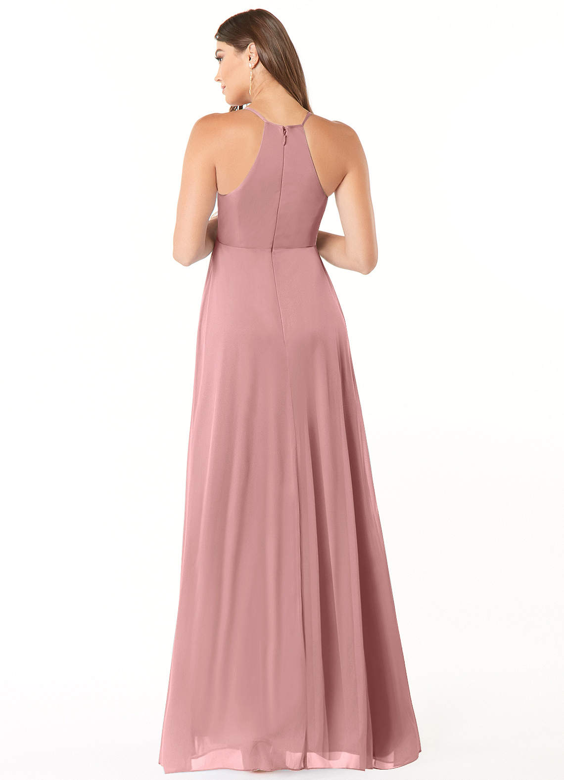 Annabelle A-Line V-Neck Mesh Bridesmaid Dress in dusty rose