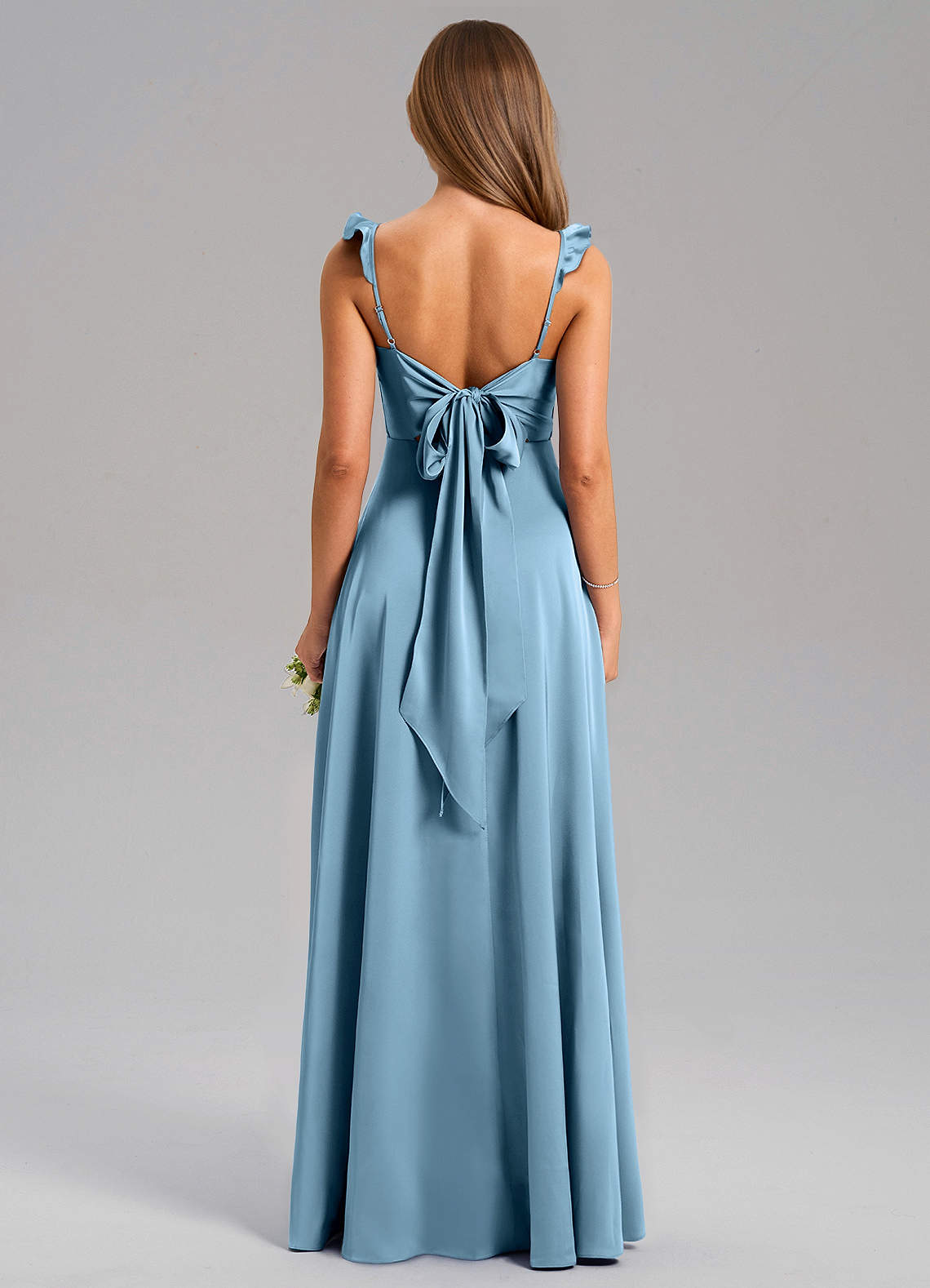 Everett A-Line V-Neck Chiffon Bridesmaid Dress in Steel Blue