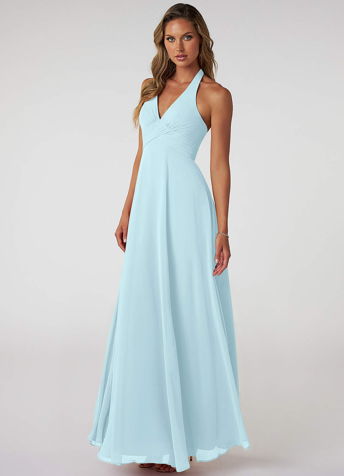 Tessie A-Line V-Neck Chiffon Bridesmaid Dress in Cloud Blue