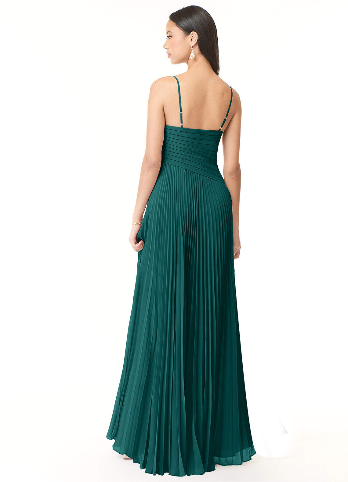 Vini A-Line V-Neck Chiffon Bridesmaid Dress in Peacock