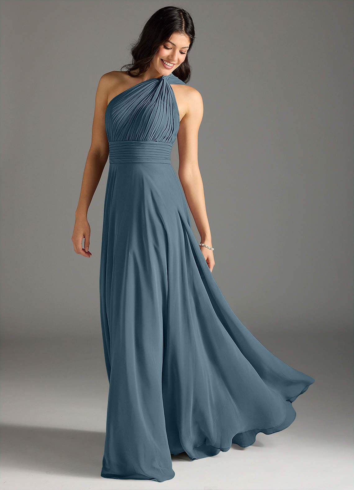 Charlize A-Line One-Shoulder Chiffon Bridesmaid Dress in Twilight
