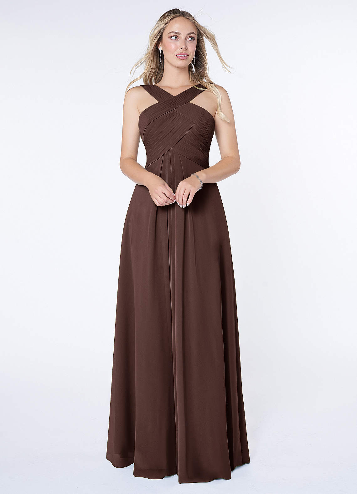 Kaleigh A-Line Halter Chiffon Bridesmaid Dress in Ganache
