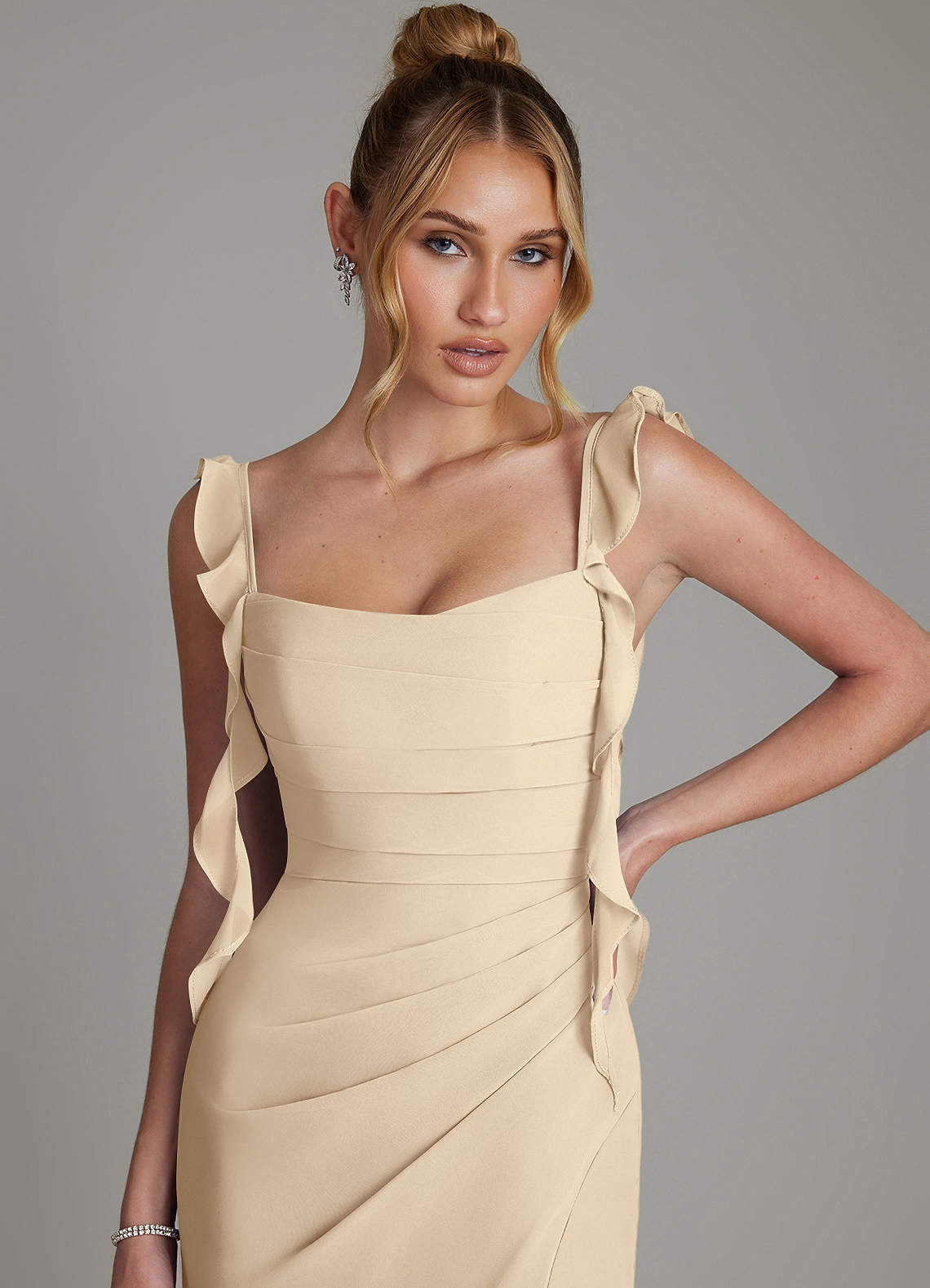 Jessamine Mermaid Sweetheart Chiffon Bridesmaid Dress in Champagne
