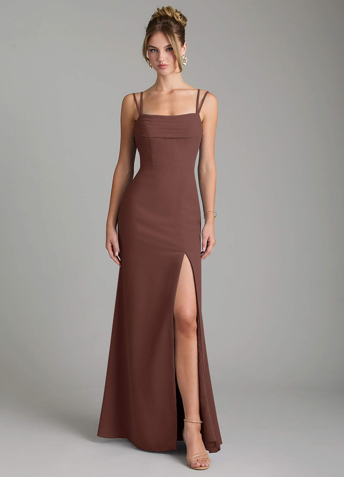 Egypt Sheath Sweetheart Chiffon Bridesmaid Dress in Espresso