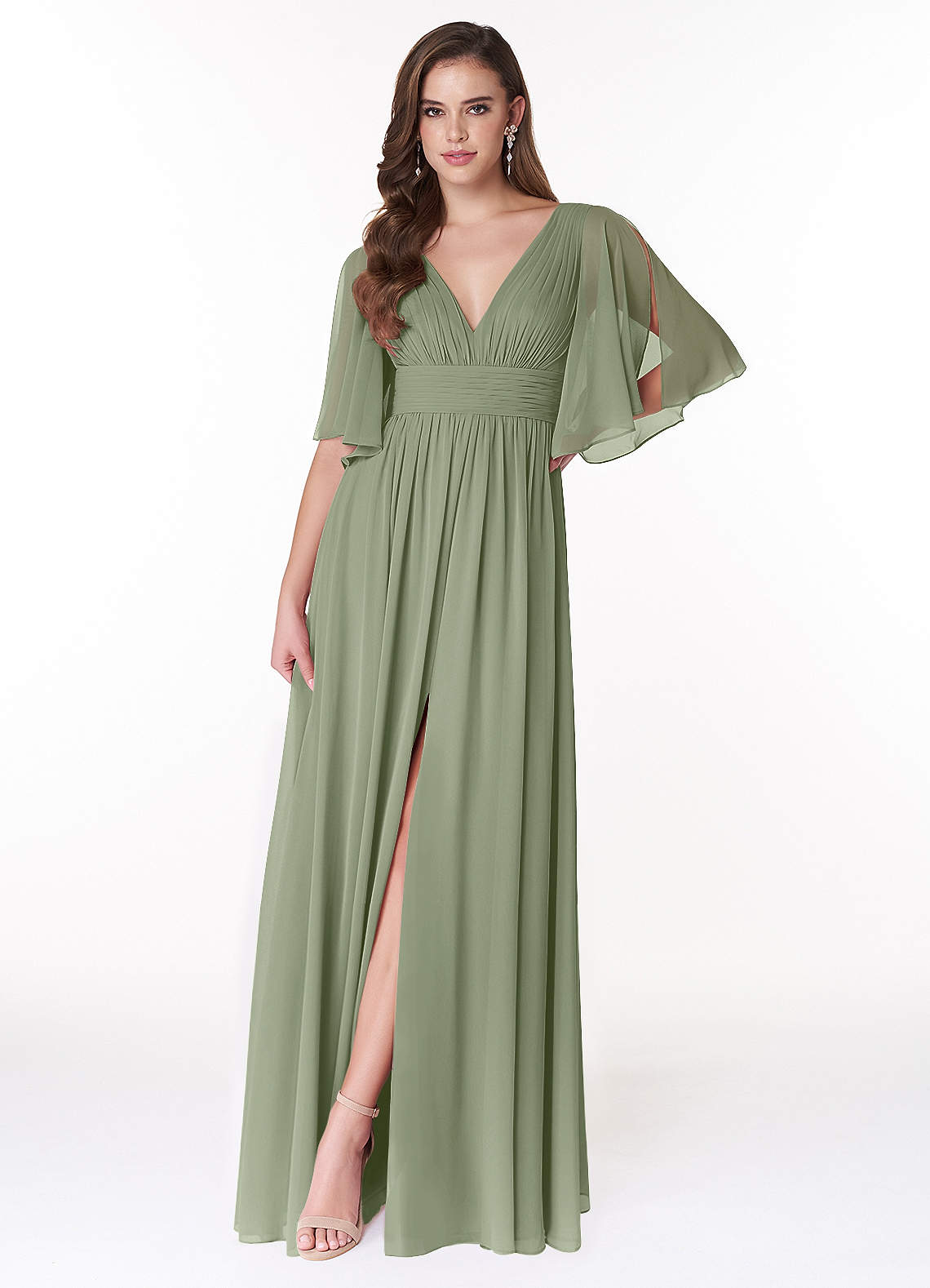 Temeka A-Line V-Neck Chiffon Bridesmaid Dress in Pistachio