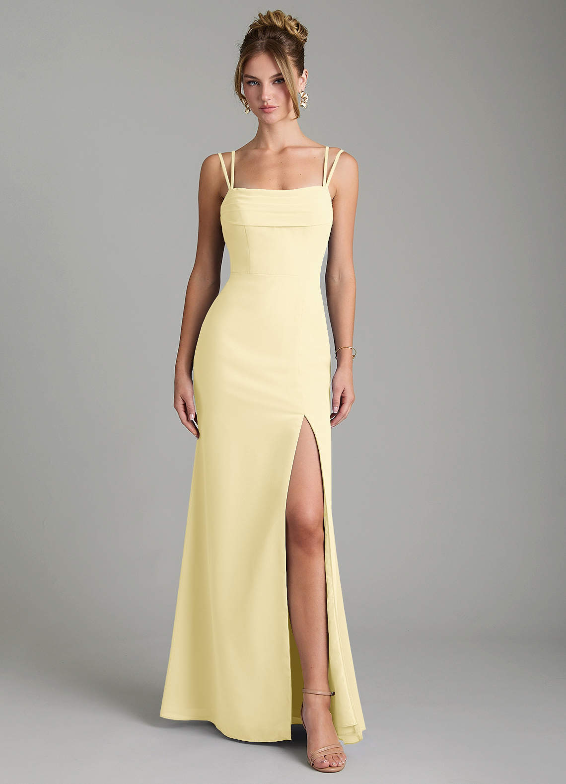 Egypt Sheath Sweetheart Chiffon Bridesmaid Dress in Lemon Sorbet