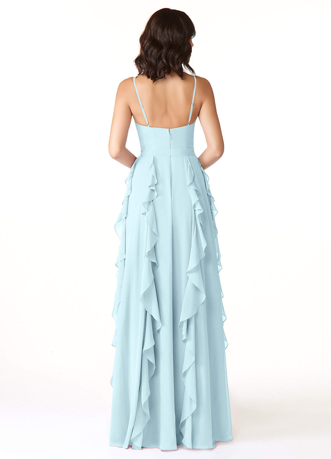 Peyton A-Line V-Neck Chiffon Bridesmaid Dress in Cloud Blue