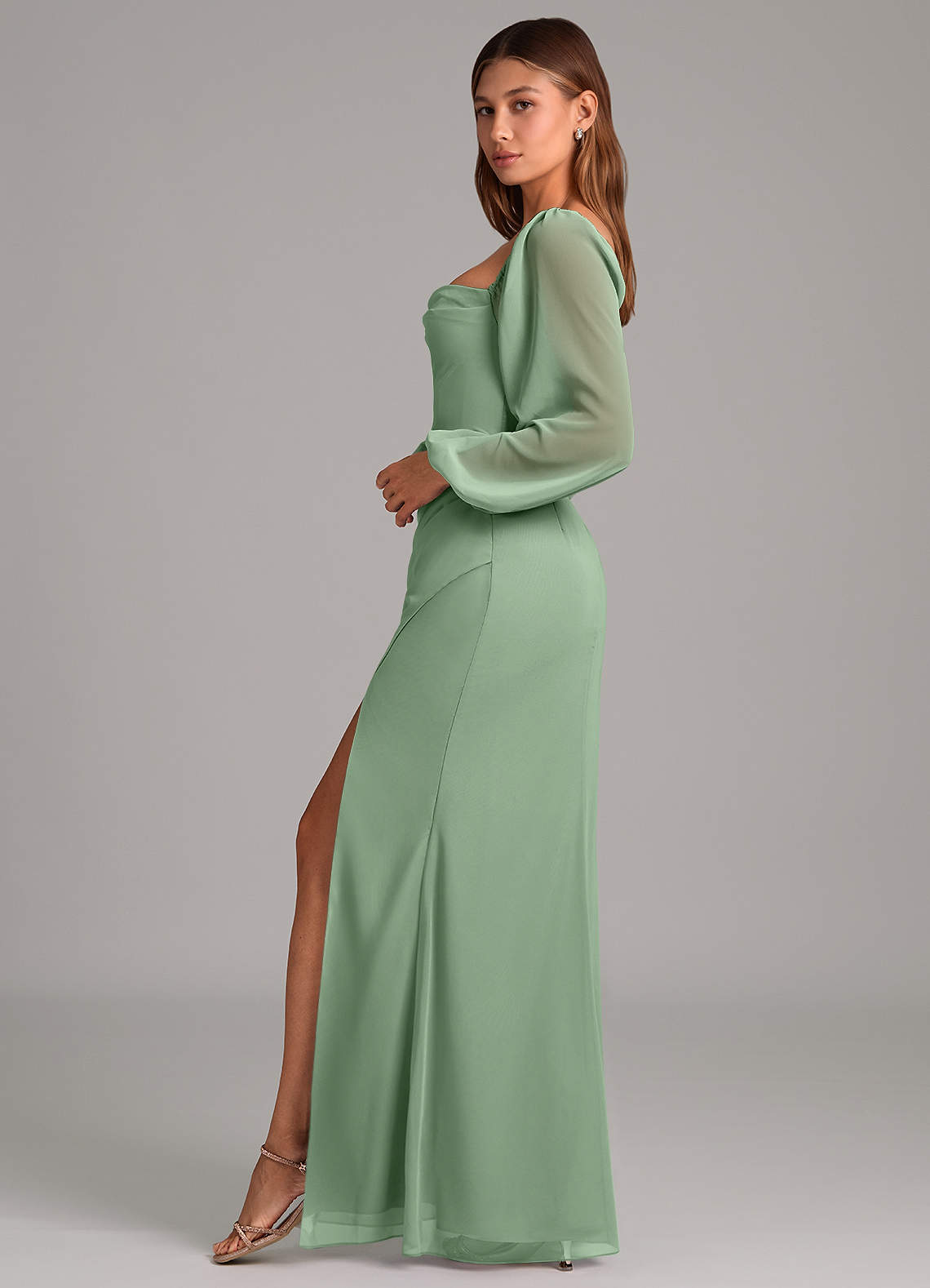 Brixley Mermaid Sweetheart Chiffon Bridesmaid Dress in Matcha