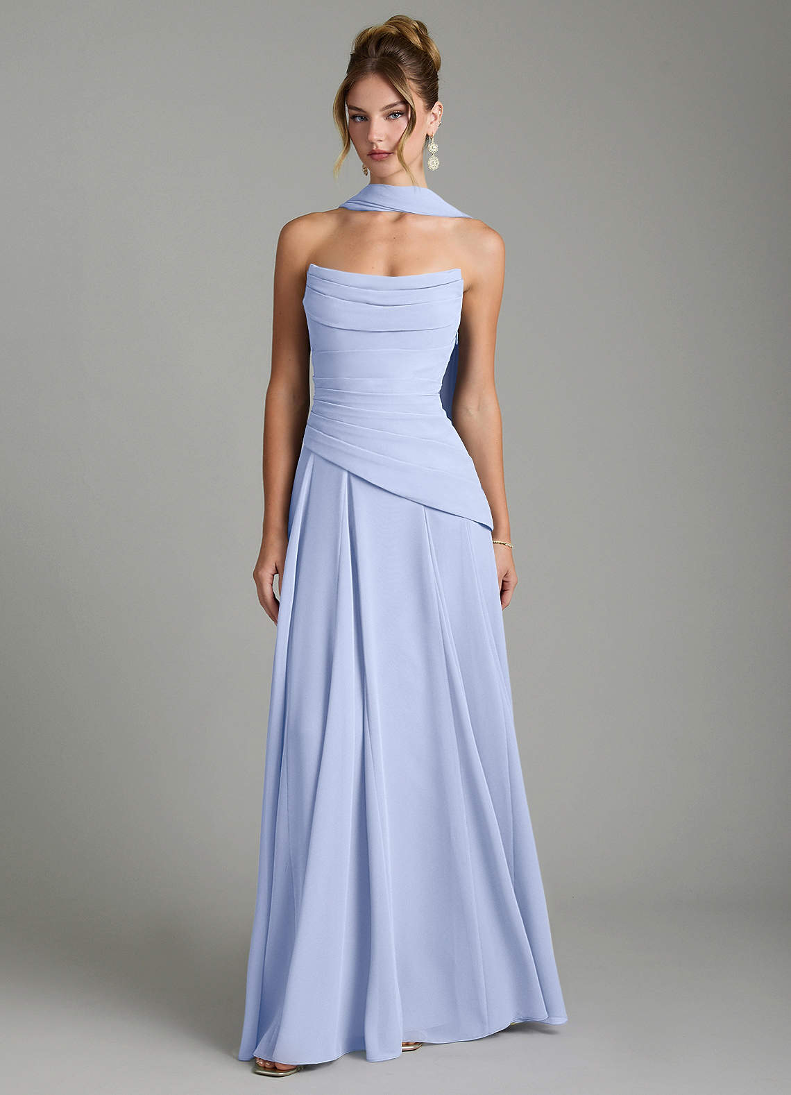 Gabriela A-Line Cowl-Neck Chiffon Bridesmaid Dress in Ice