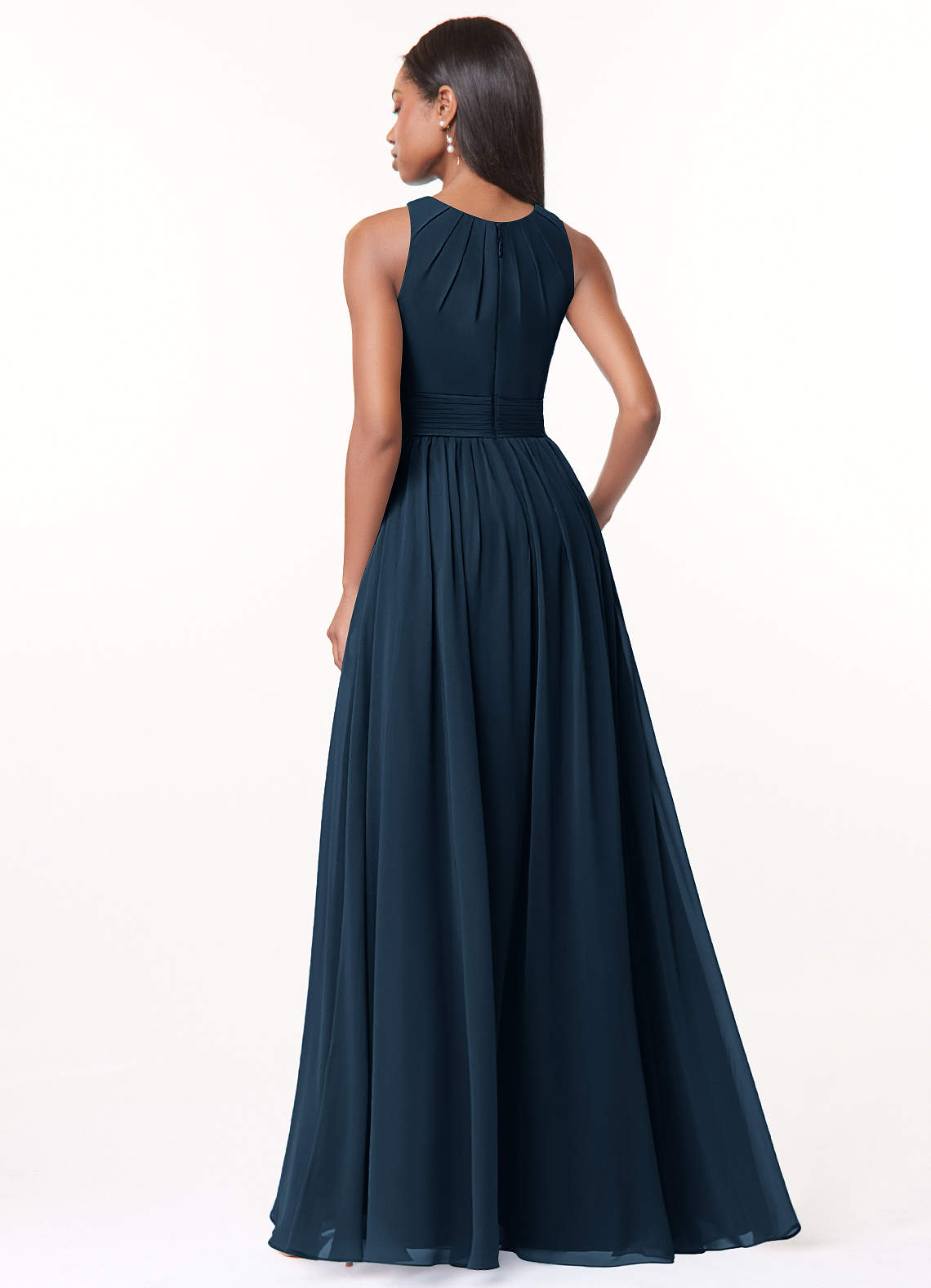 Harper A-Line Scoop-Neck Chiffon Bridesmaid Dress in Dark Navy
