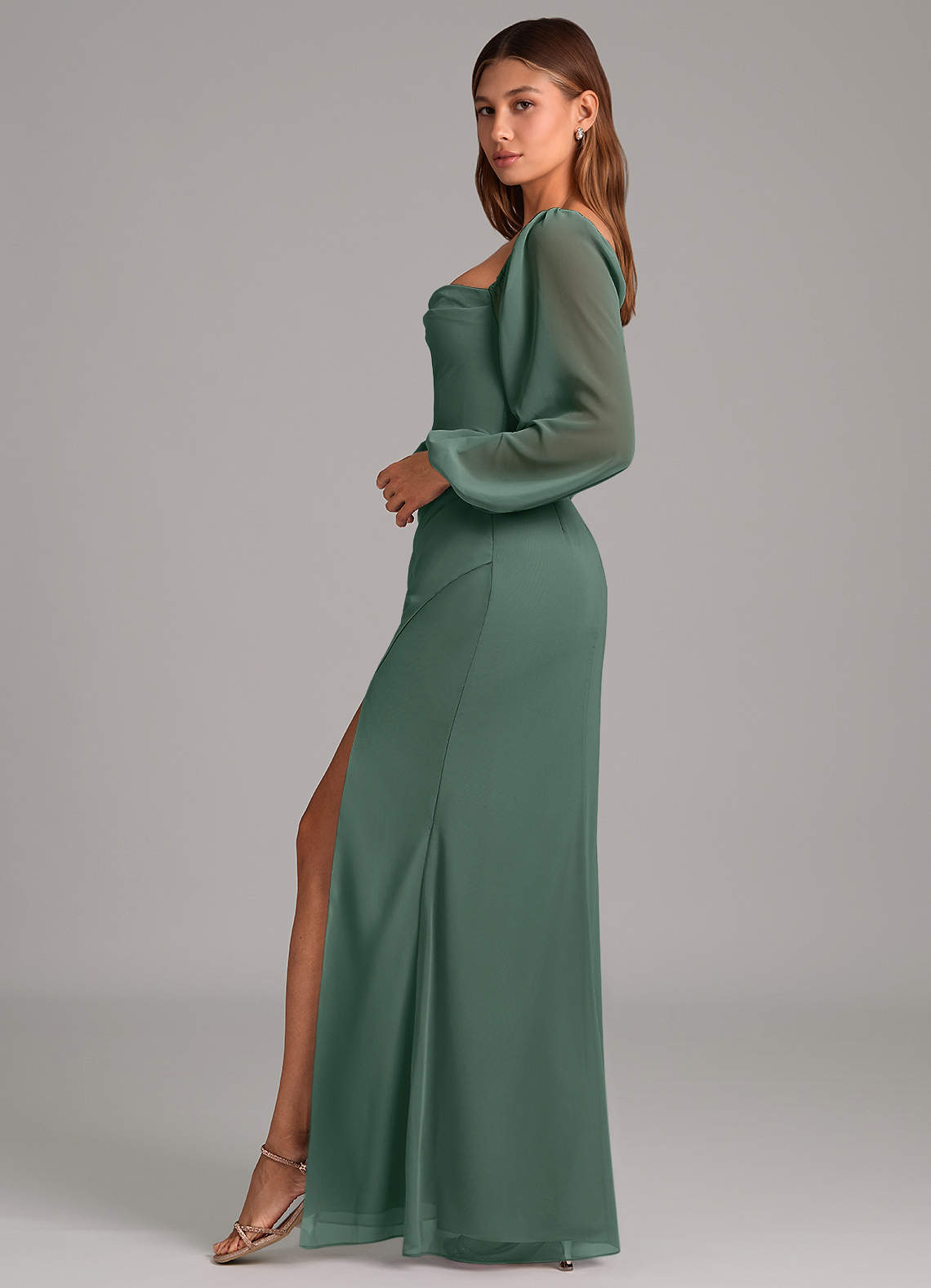 Brixley Mermaid Sweetheart Chiffon Bridesmaid Dress in Sea Moss
