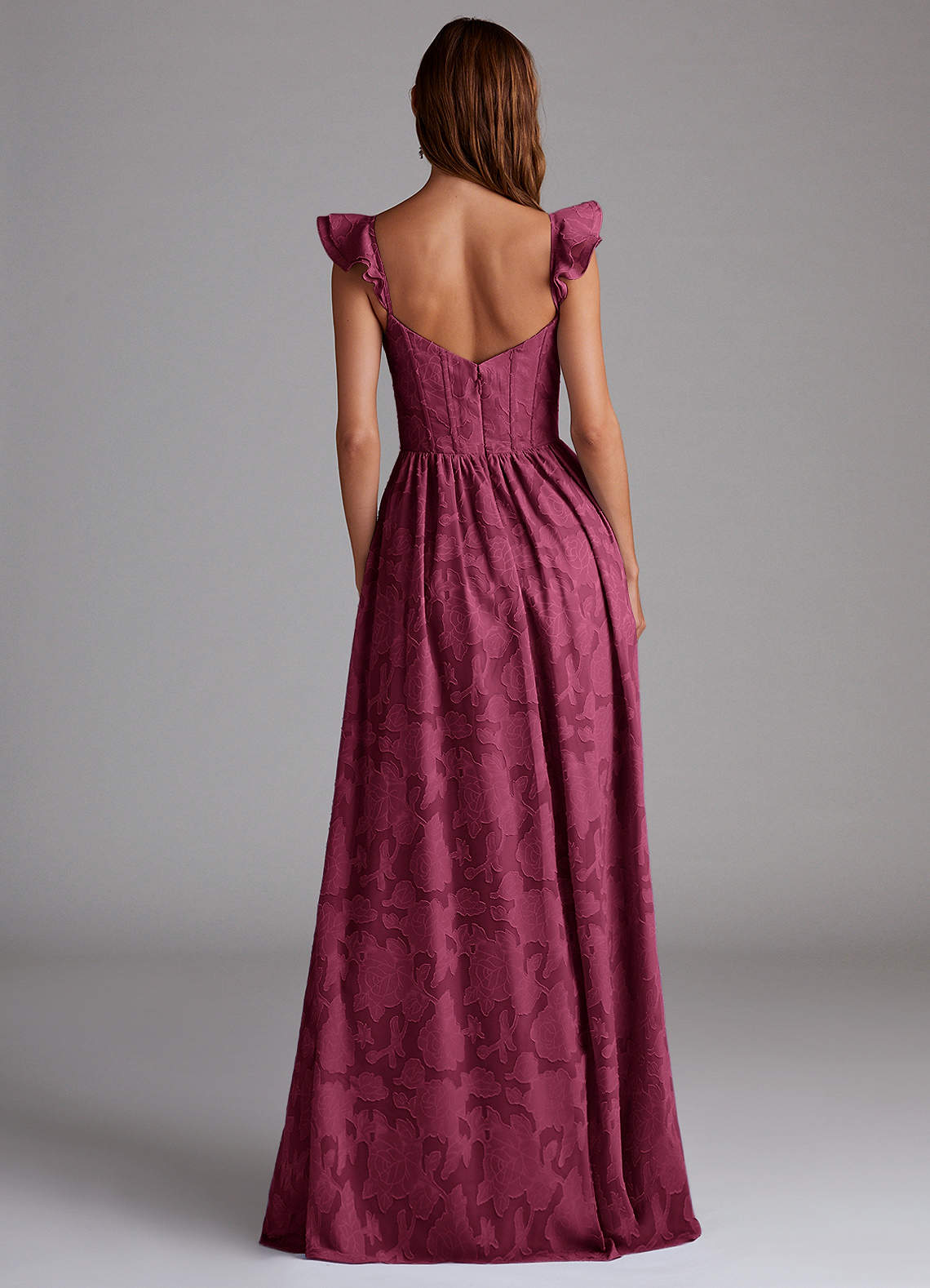 Denisse A-Line Sweetheart Floral Burnout Bridesmaid Dress in Mulberry