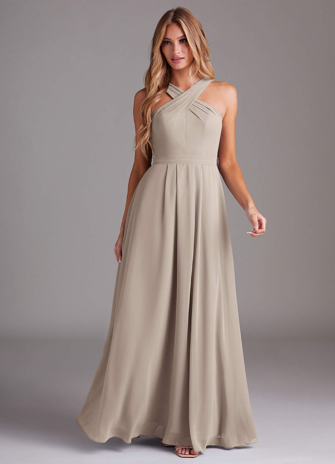 Dixie A-Line Halter Chiffon Bridesmaid Dress in Frost