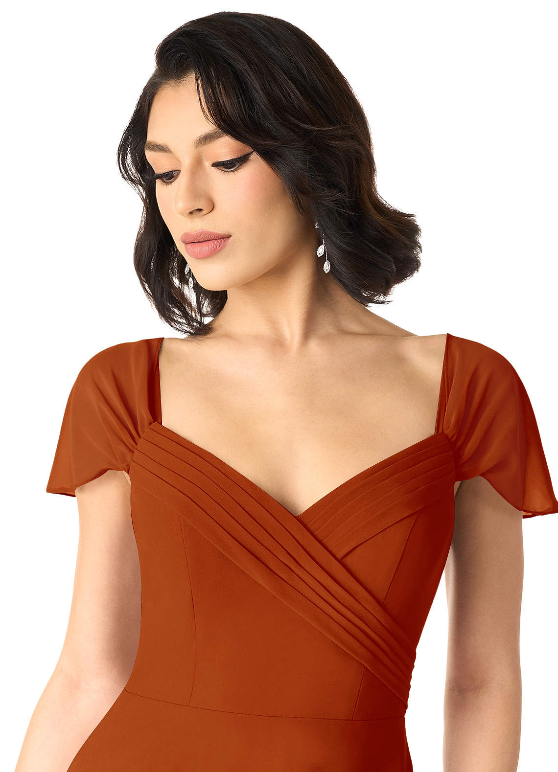 Tancie A-Line Off-the-Shoulder Chiffon Bridesmaid Dress in Paprika