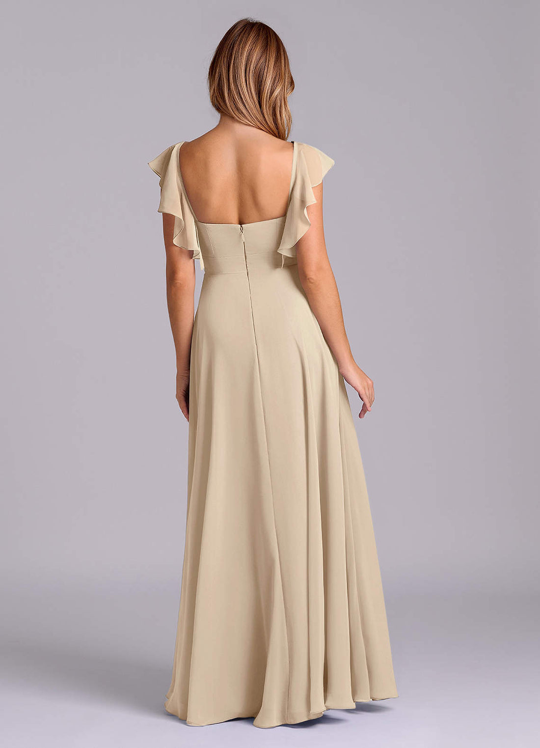 Leilani A-Line V-Neck Chiffon Bridesmaid Dress in Champagne