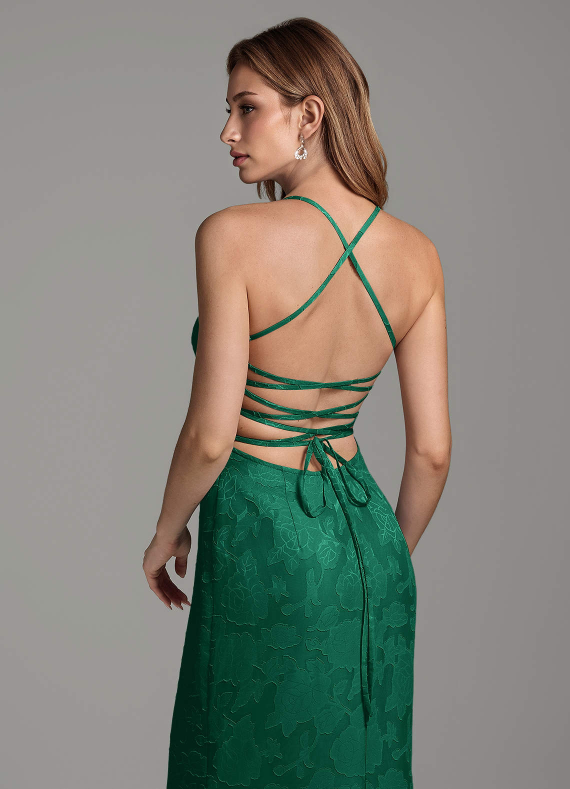 Dara Mermaid Sweetheart Floral Burnout Bridesmaid Dress in Emerald