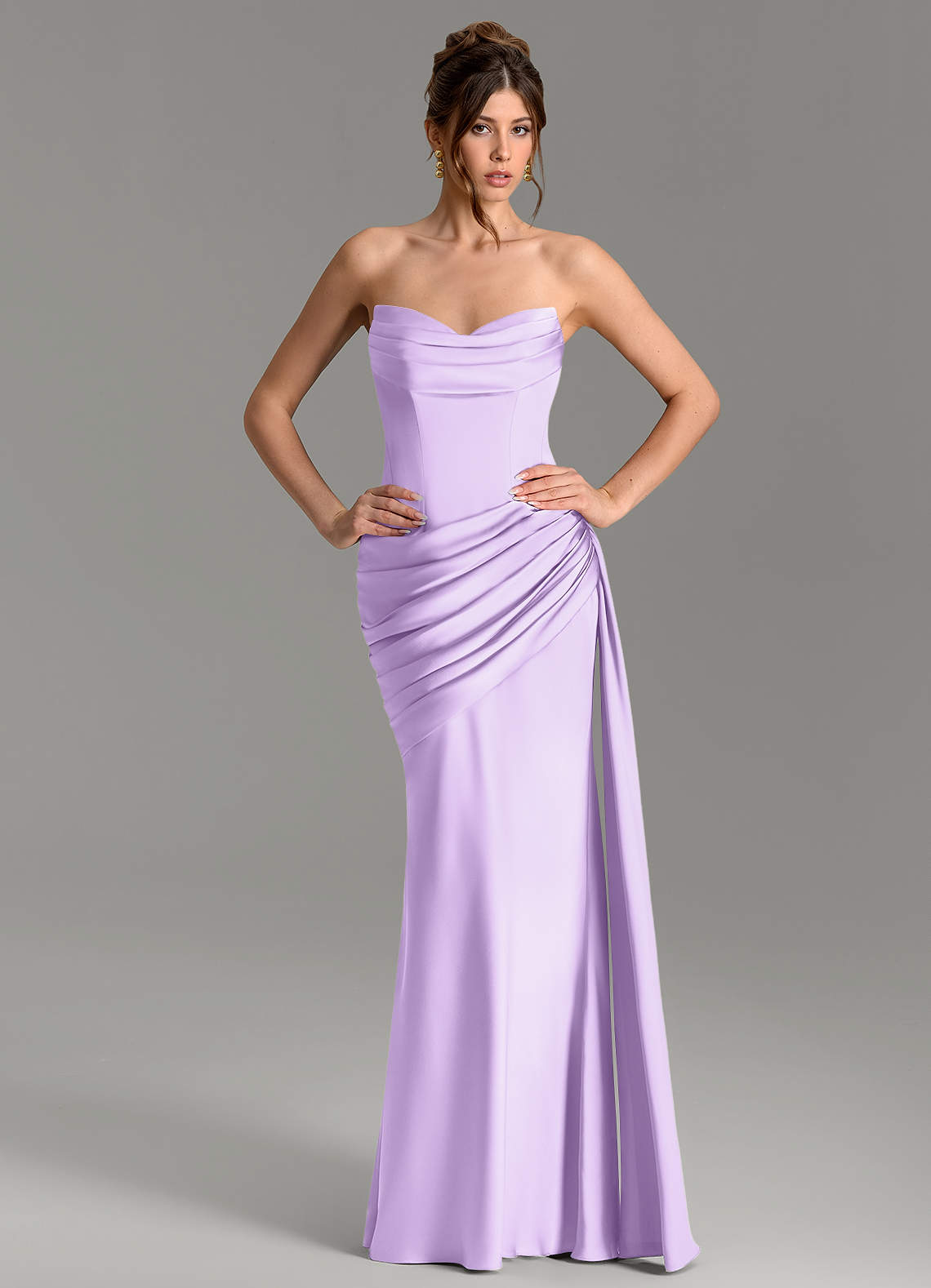 Zorah Mermaid Sweetheart Stretch Satin Bridesmaid Dress in Lilac