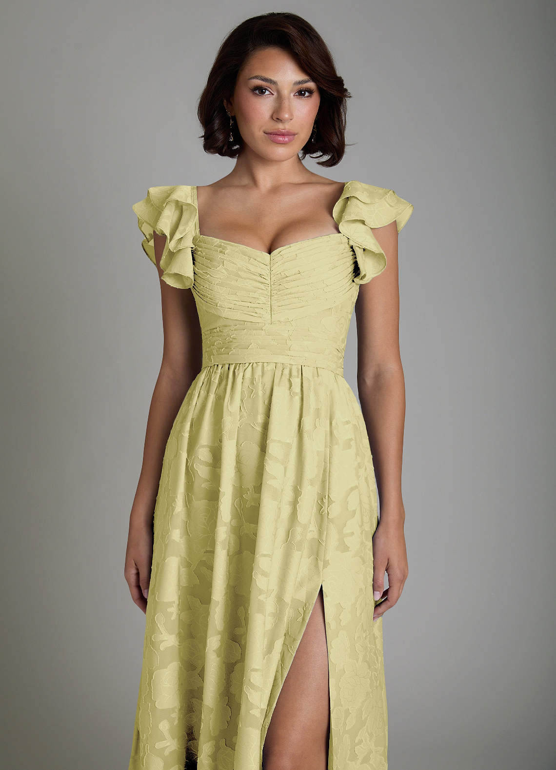 Anaya A-Line V-Neck Floral Burnout Bridesmaid Dress in Lemon Sorbet