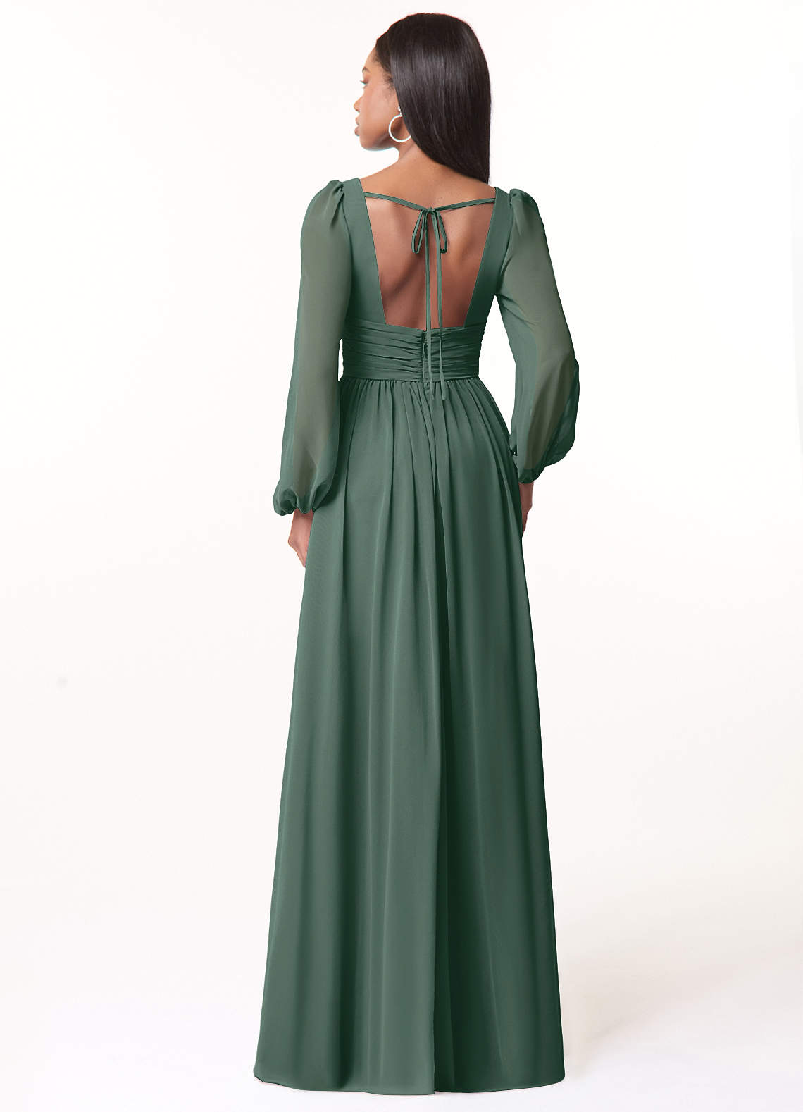 Norah A-Line V-Neck Chiffon Bridesmaid Dress in Sea Moss