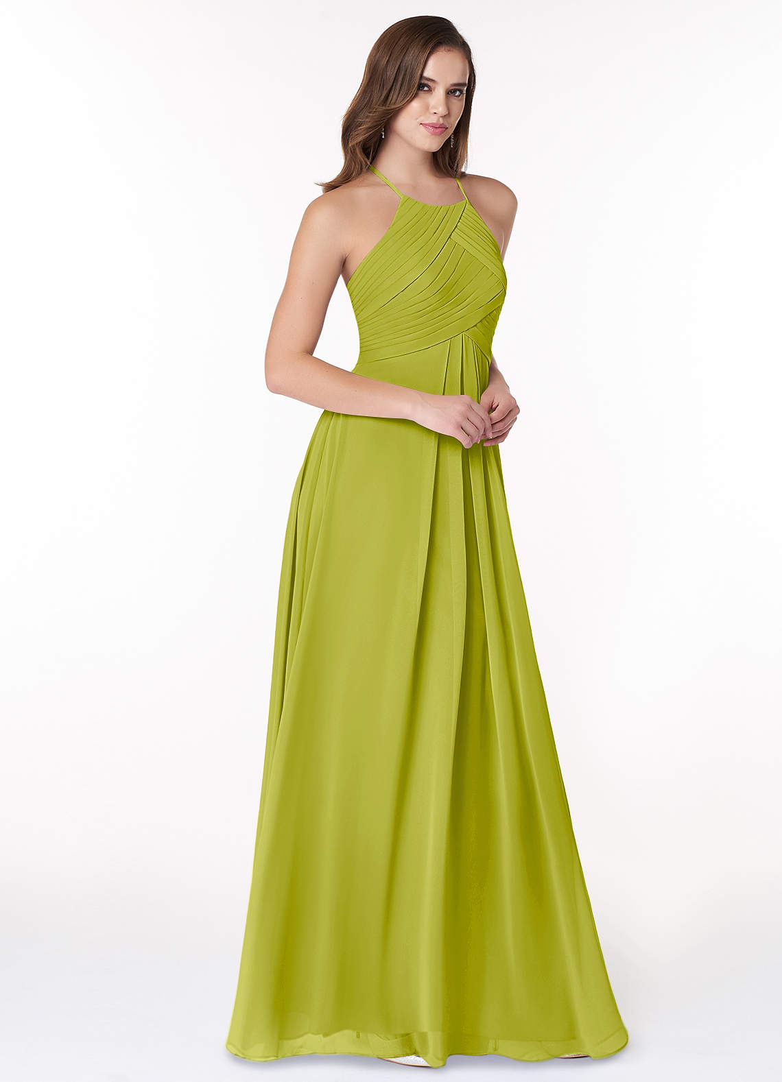 Ginger A-Line Halter Chiffon Bridesmaid Dress in Lemongrass