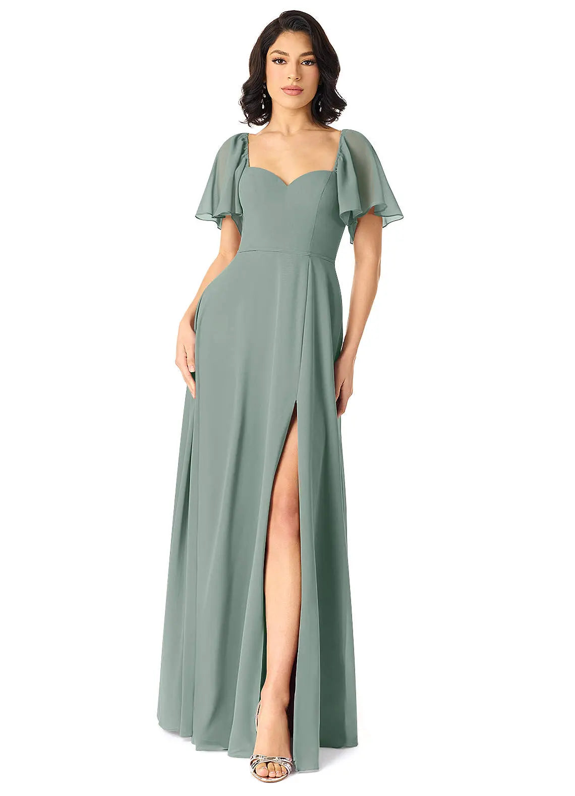 Chloe A-Line Sweetheart Chiffon Bridesmaid Dress in Silver Sage