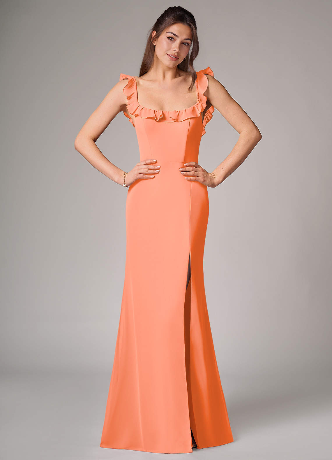 Callie Mermaid Scoop-Neck Chiffon Bridesmaid Dress in Sunset