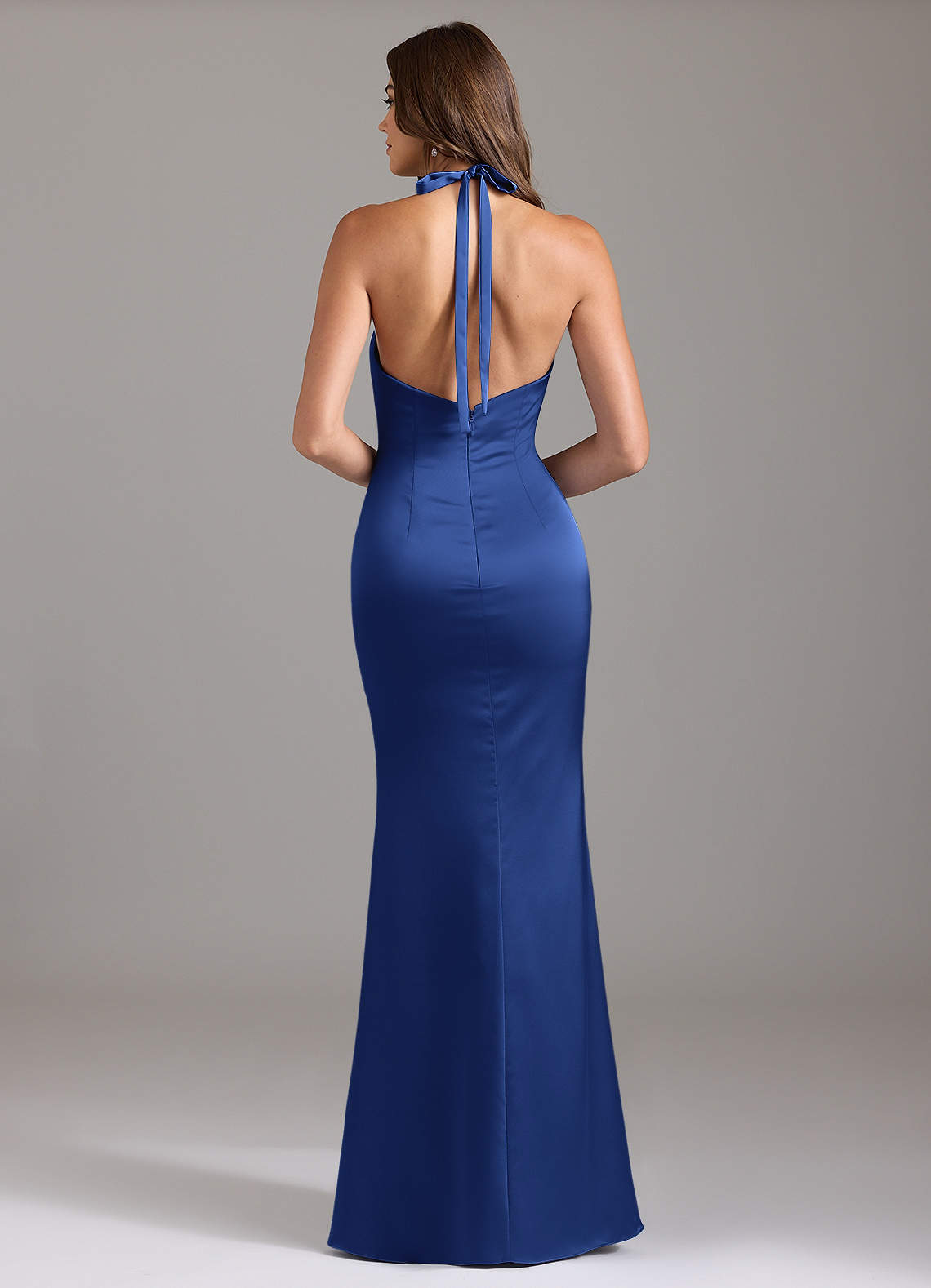 Valerie Mermaid V-Neck Stretch Satin Bridesmaid Dress in Royal Blue