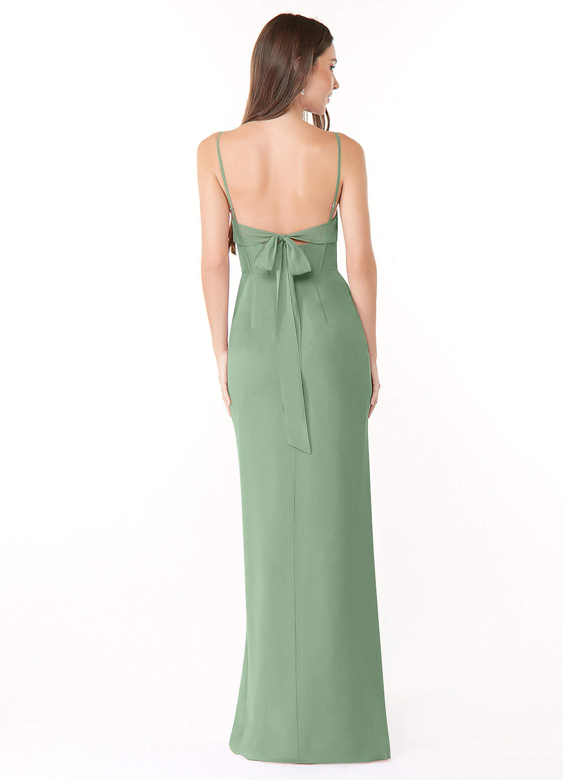 Mai Sheath Cowl-Neck Chiffon Bridesmaid Dress in Matcha