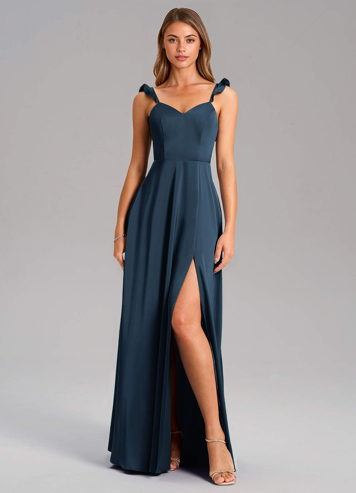 Everett A-Line V-Neck Chiffon Bridesmaid Dress in Dark Navy