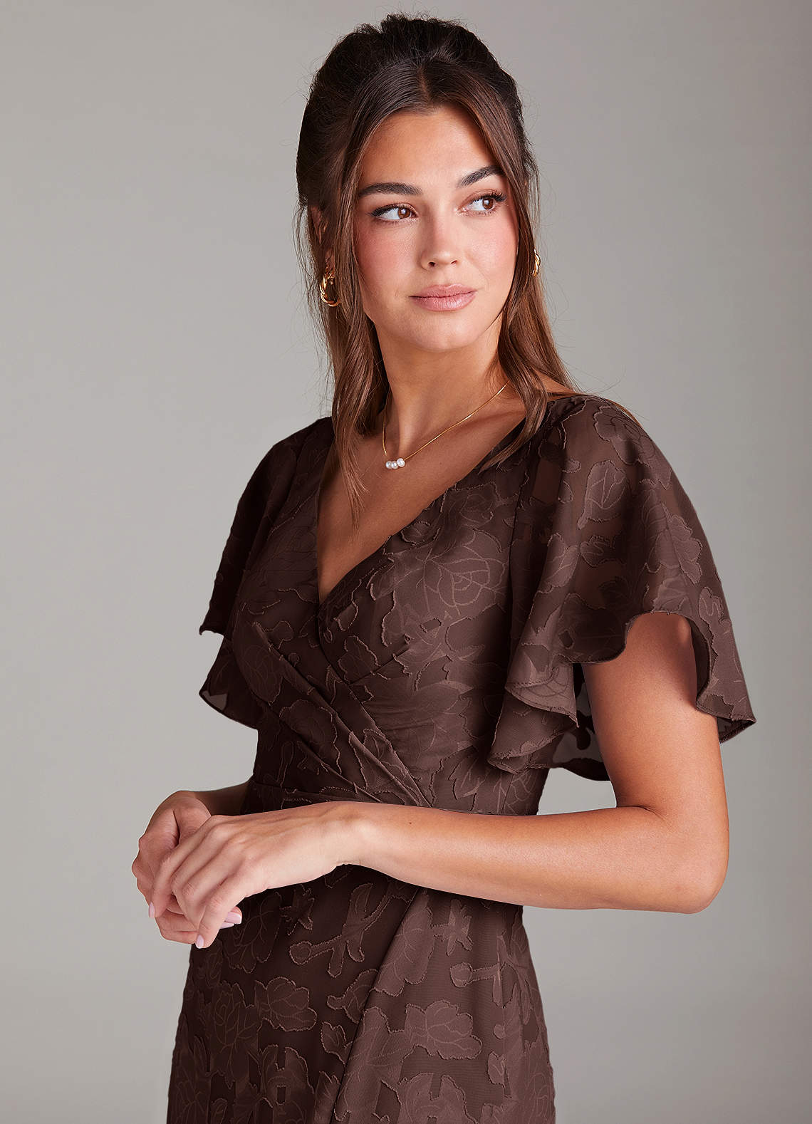 Ambrosia A-Line V-Neck Floral Burnout Bridesmaid Dress