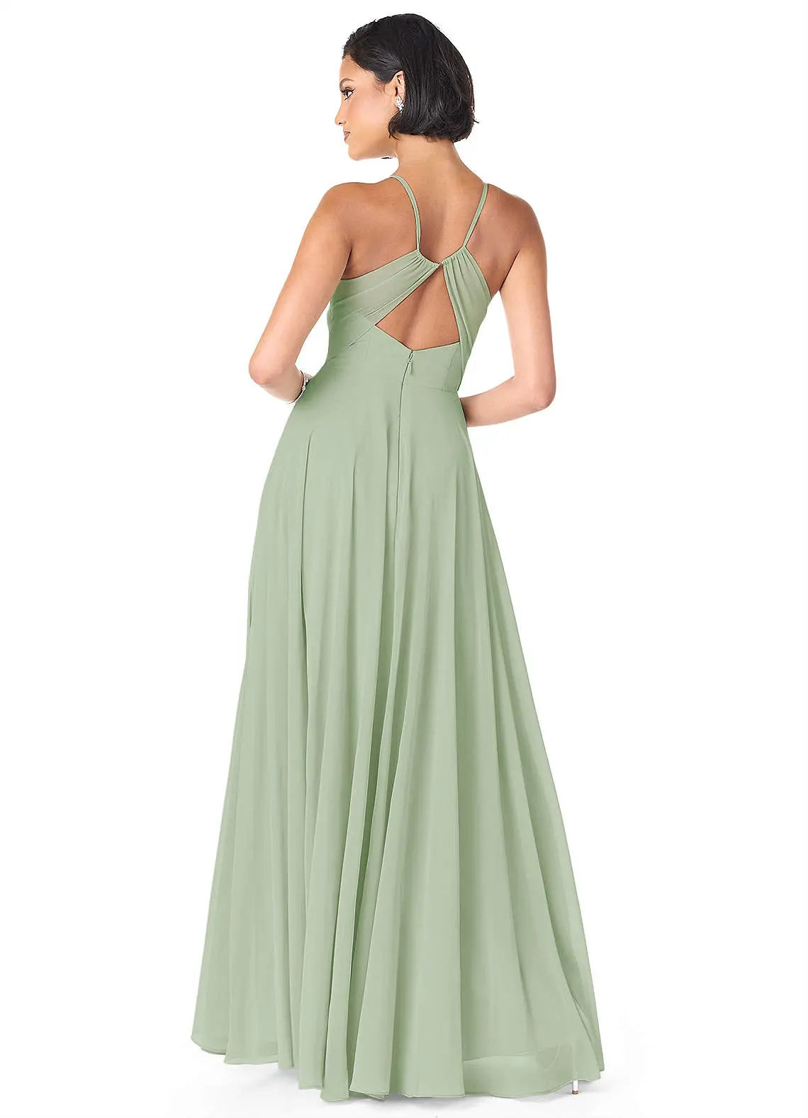 Avelina A-Line V-Neck Chiffon Bridesmaid Dress in Dusty Sage