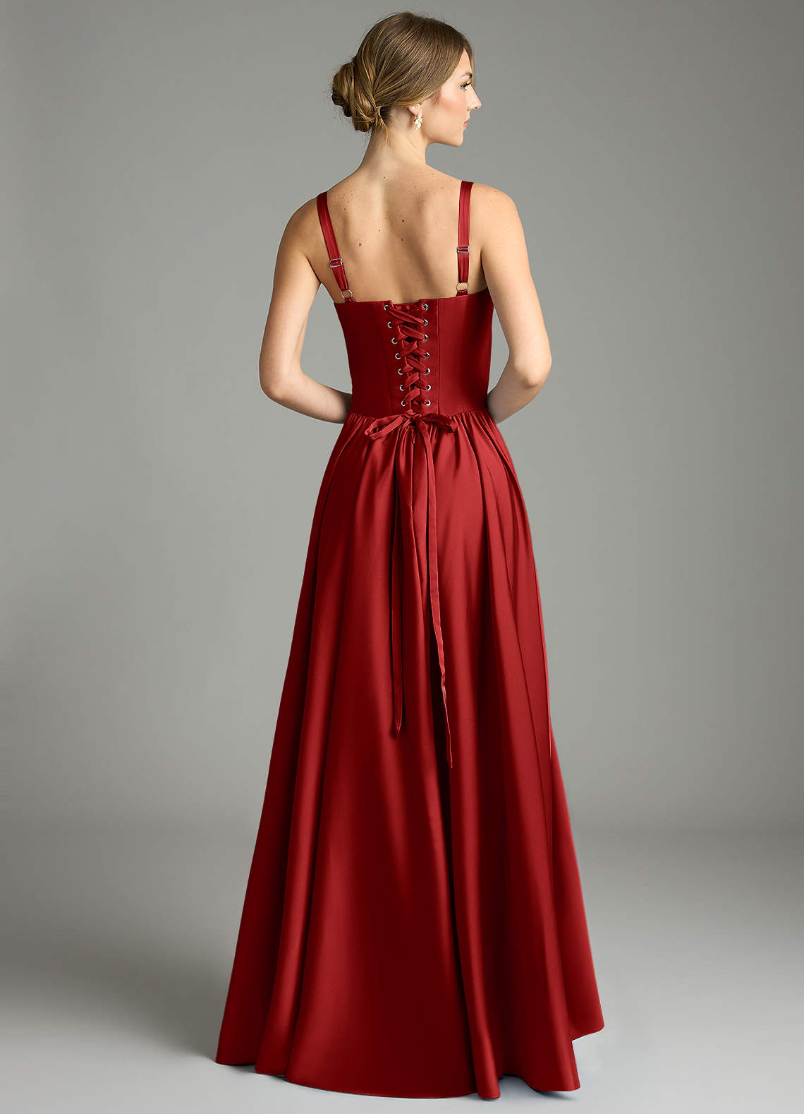Evadina A-Line Sweetheart Stretch Satin Bridesmaid Dress in Pomegranate