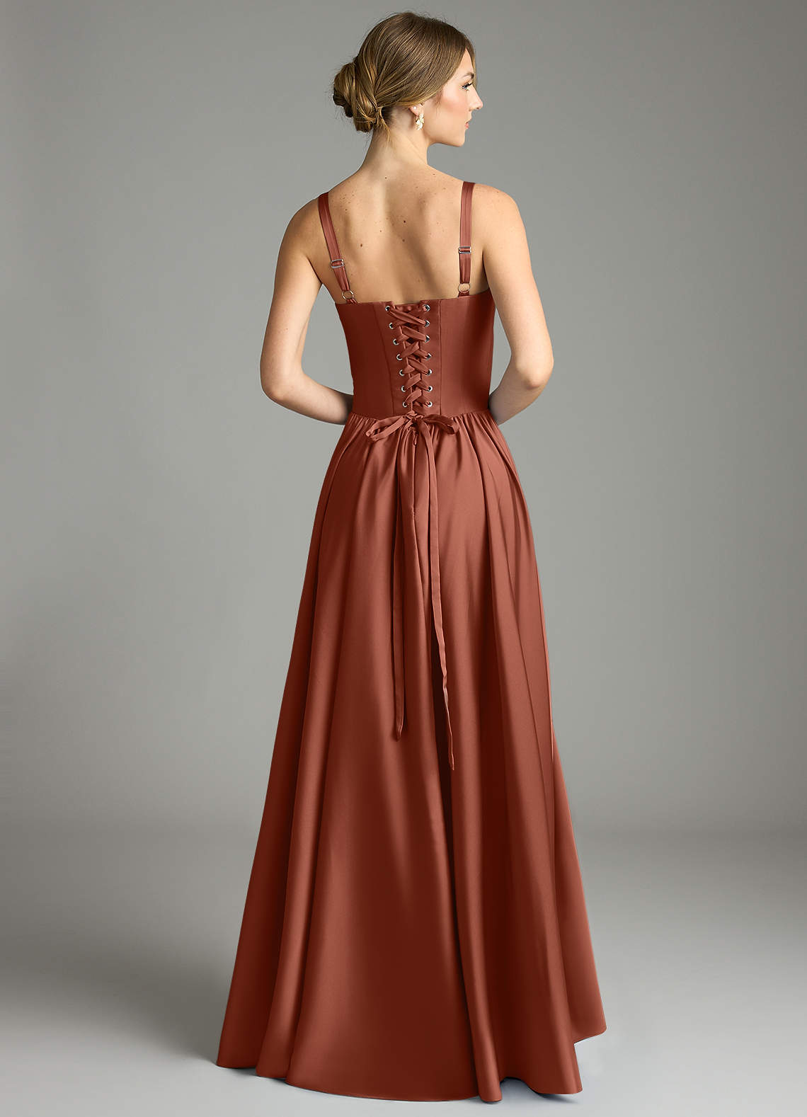 Evadina A-Line Sweetheart Stretch Satin Bridesmaid Dress in Auburn