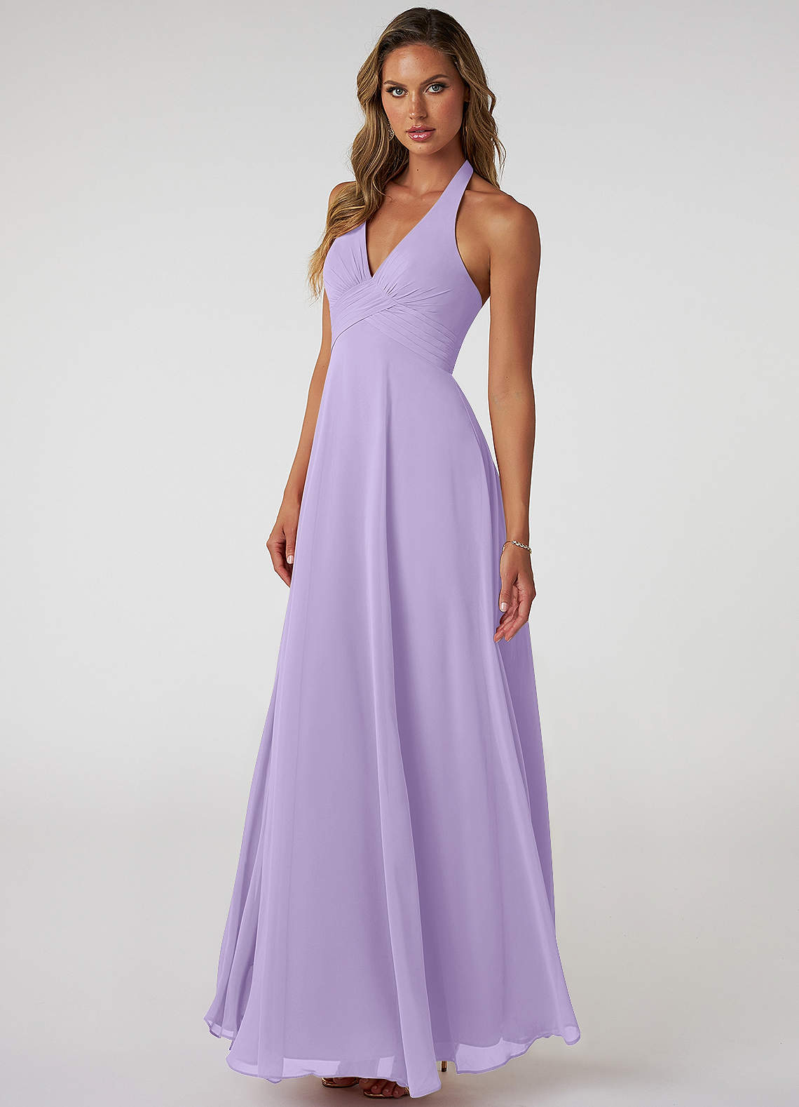 Tessie A-Line V-Neck Chiffon Bridesmaid Dress in Lilac